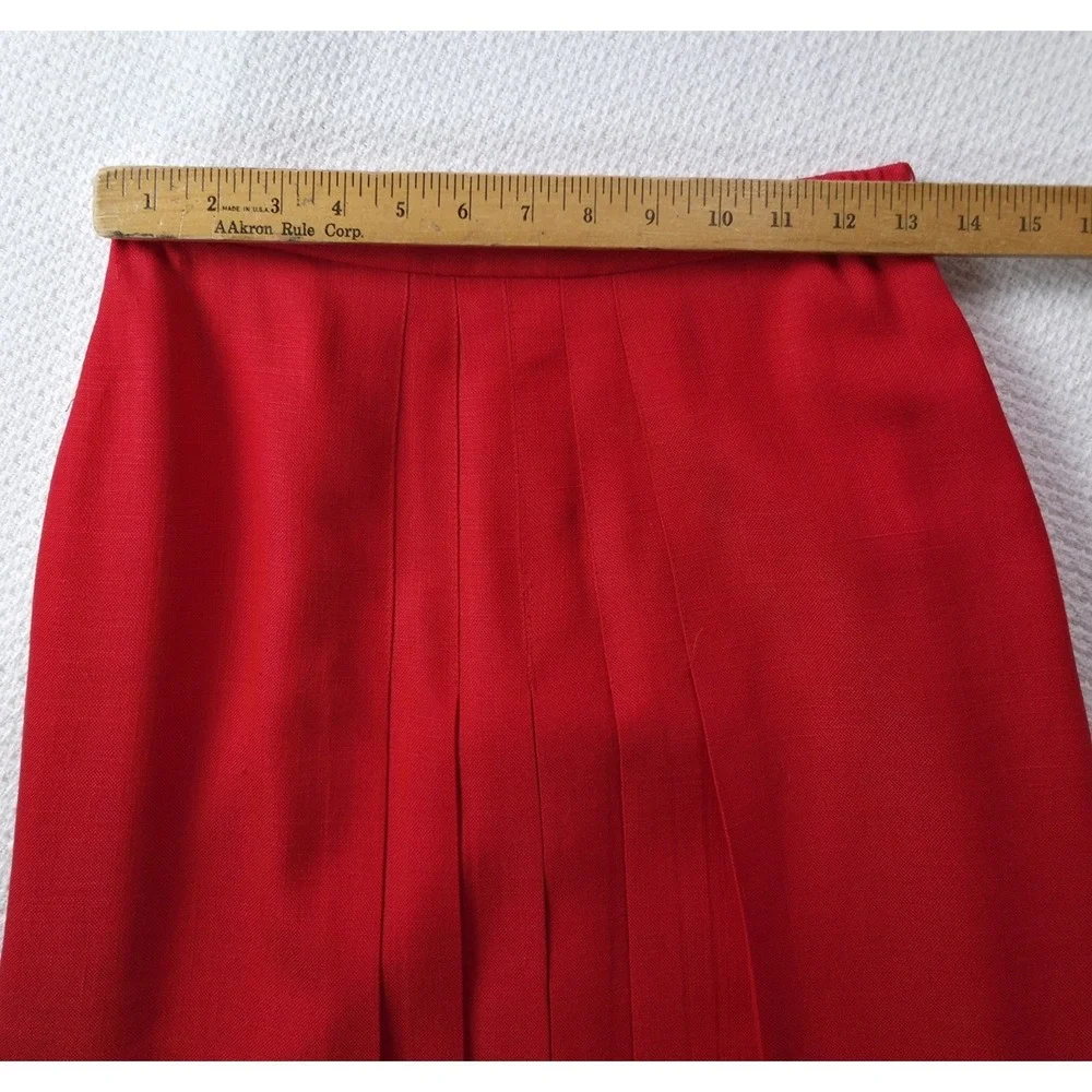 Christian Dior The Suit Women's 12 Red Rayon Blazer Skirt 2Pc Set Vintage